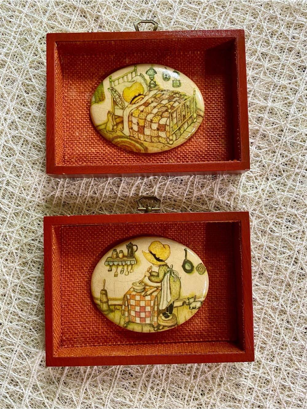 Vintage Holly Hobbie Style Wall Plaques